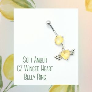 5/$10 | SoftAmber CZ Winged Heart Belly Ring